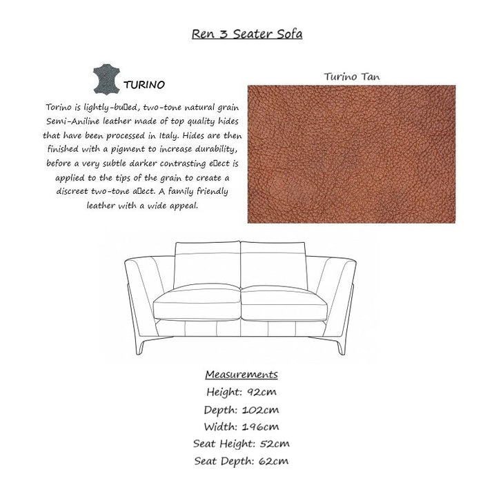 Ren Leather Sofa Collection - Choice Of Leathers & Feet - The Furniture Mega Store 