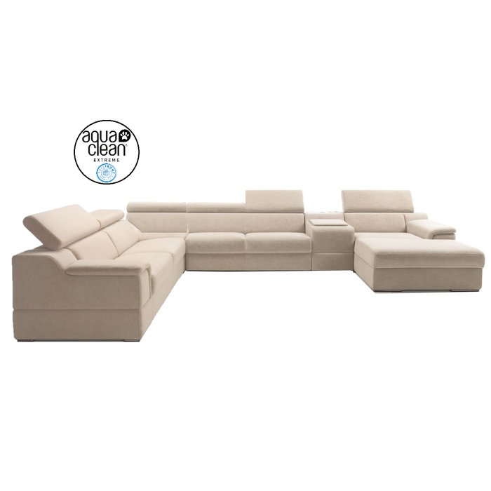 Leonardo Modular Sofa Collection - Choice Of Aqua Clean Fabric or 100% Genuine Leather Upholstery - The Furniture Mega Store 