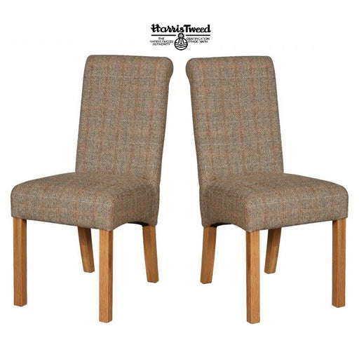 Edwin Rollback Harris Tweed Dining Chair - Choice Of Tweed & Legs - The Furniture Mega Store 