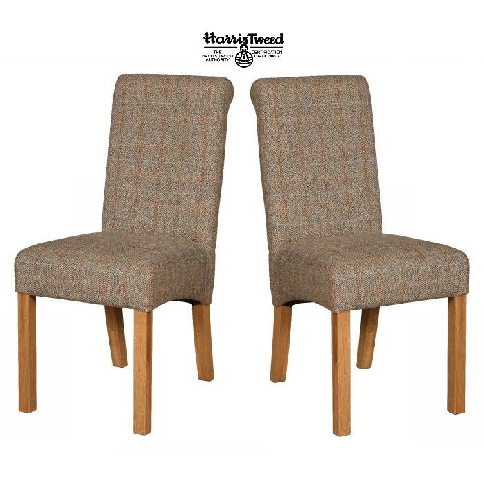 Edwin Rollback Harris Tweed Dining Chair - Choice Of Tweed & Legs - The Furniture Mega Store 