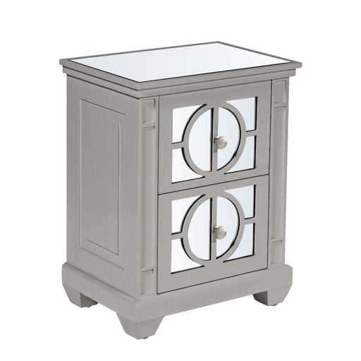 Taylor Grey & Mirrored 2 Drawer Bedside Cabinet - The Furniture Mega Store 
