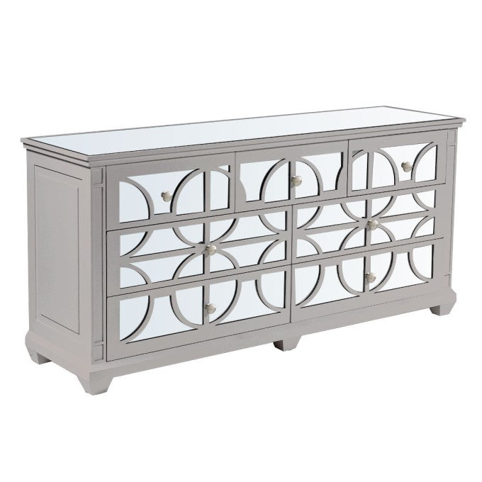Taylor Grey & Mirrored 7 Drawer Cabinet - The Furniture Mega Store 