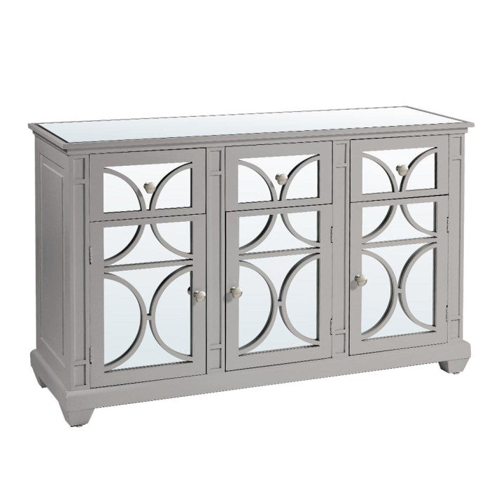 Taylor Grey & Mirrored 3 Door 3 Drawer Sideboard - The Furniture Mega Store 