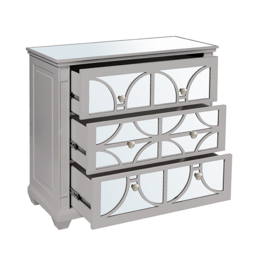 Taylor Grey & Mirrored 3 Drawer Chest - The Furniture Mega Store 