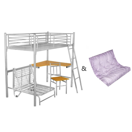 Silver Study Bunk With Desk & Futon - The Furniture Mega Store 