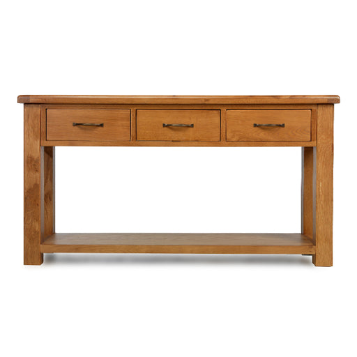 Earlswood Solid Oak Large 3 Drawer Console Table - The Furniture Mega Store 