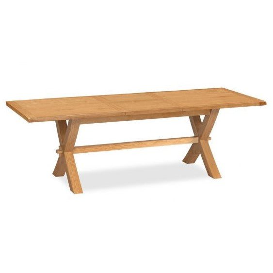 Sailsbury Solid Oak Extendable Cross Leg Dining Table - 190cm To 250cm - The Furniture Mega Store 