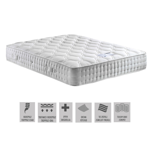 Sandringham Luxury Micro Quilted 1000 Pocket Sprung Mattress - The Furniture Mega Store 