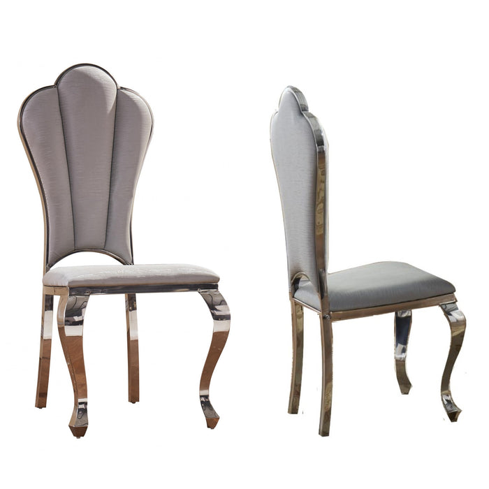 Sardinia Dining Chair Grey Fabric with Stainless Steel Legs {Set Of 2} - The Furniture Mega Store 