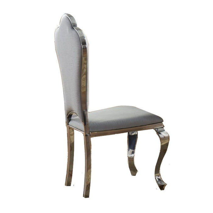 Sardinia Dining Chair Grey Fabric with Stainless Steel Legs {Set Of 2} - The Furniture Mega Store 