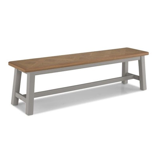 Sunbury Oak & Grey Painted Dining Bench - 160 cm - The Furniture Mega Store 