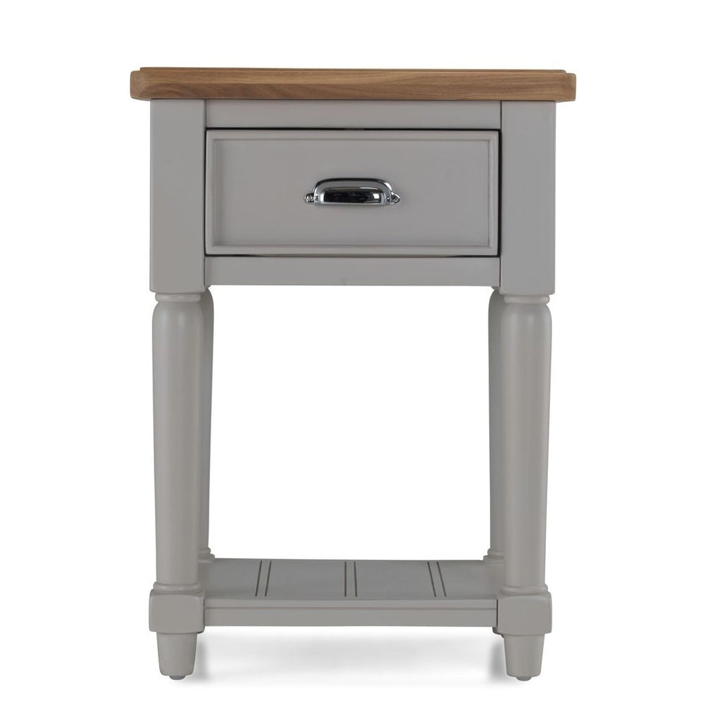 Sunbury Oak & Grey Painted 1 Drawer Side Table - The Furniture Mega Store 