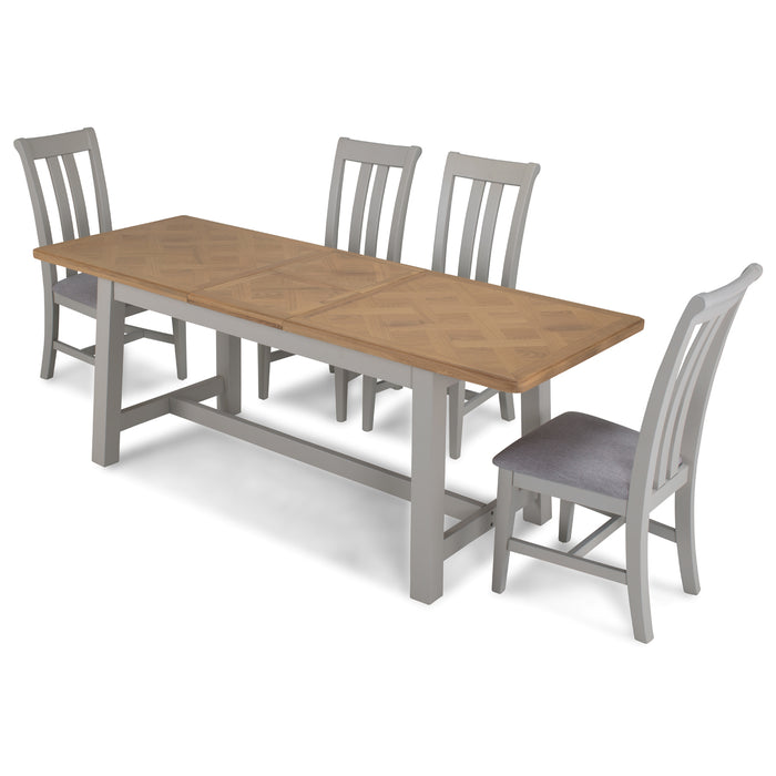 Sunbury Oak & Grey Painted 1.6 Extending Dining Table & 4 Chairs - The Furniture Mega Store 