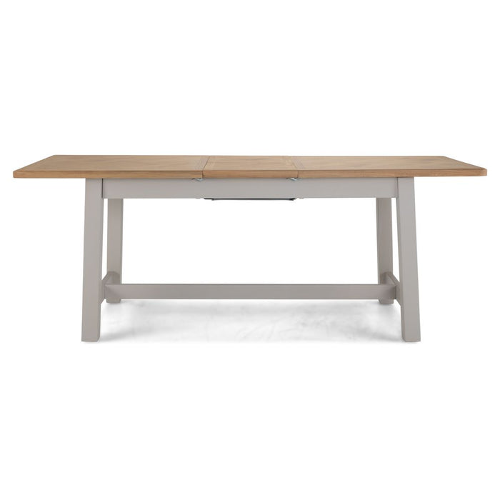 Sunbury Parquet Oak Top & Grey Painted 1.6 Extending Dining Table - The Furniture Mega Store 