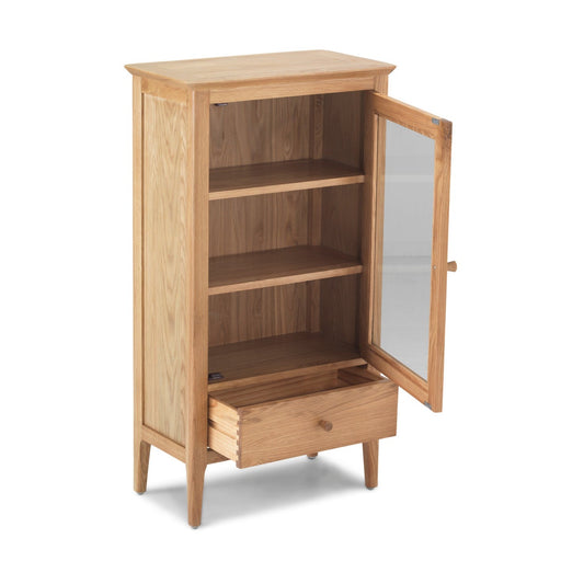 Berkley Nordic Oak Glazed Door 1 Drawer Storage Cabinet - The Furniture Mega Store