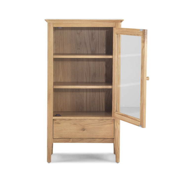 Berkley Nordic Oak Glazed Door 1 Drawer Storage Cabinet - The Furniture Mega Store 
