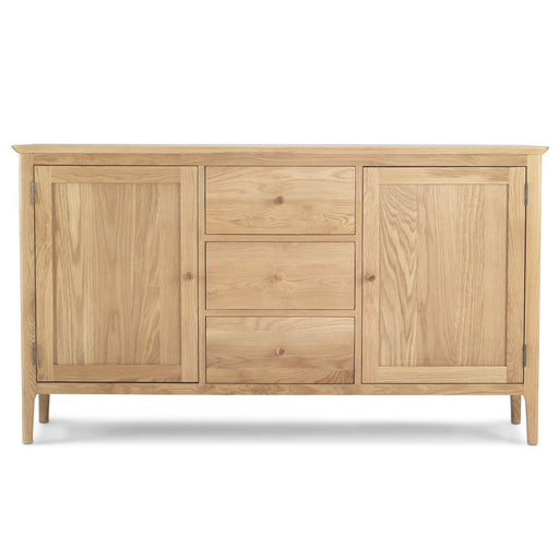 Berkley Nordic Oak Large 2 Door 3 Central Drawer Sideboard - The Furniture Mega Store