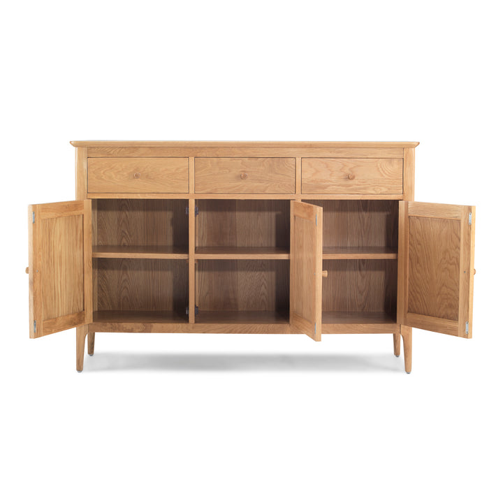 Berkley Nordic Oak Large 3 Door 3 Drawer Sideboard - The Furniture Mega Store 