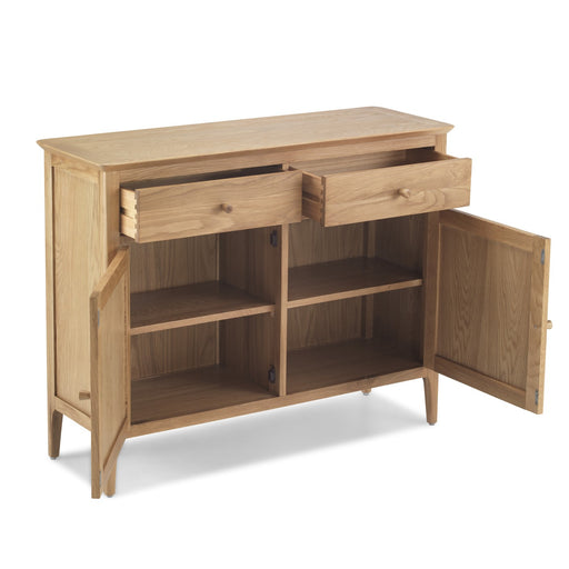 Berkley Nordic Oak Medium 2 Drawer 2 Door Sideboard - 115cm - The Furniture Mega Store 