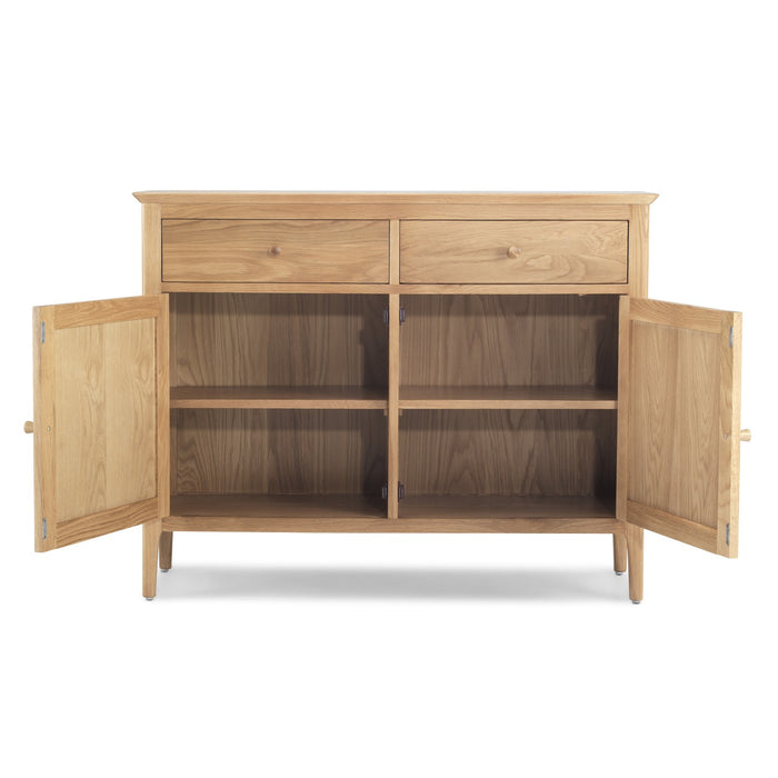 Berkley Nordic Oak Medium 2 Drawer 2 Door Sideboard - 115cm - The Furniture Mega Store 