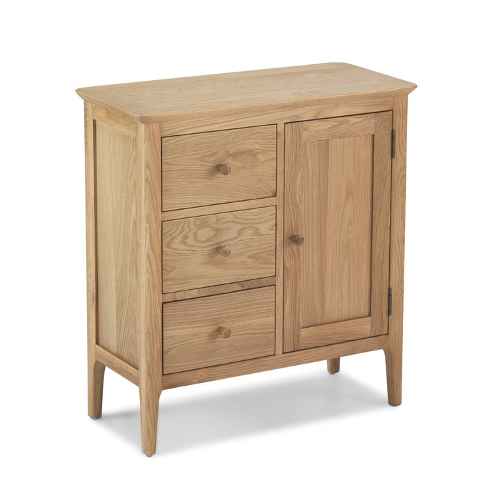 Berkley Nordic Oak 1 Door 3 Drawer Hall Cabinet - The Furniture Mega Store 