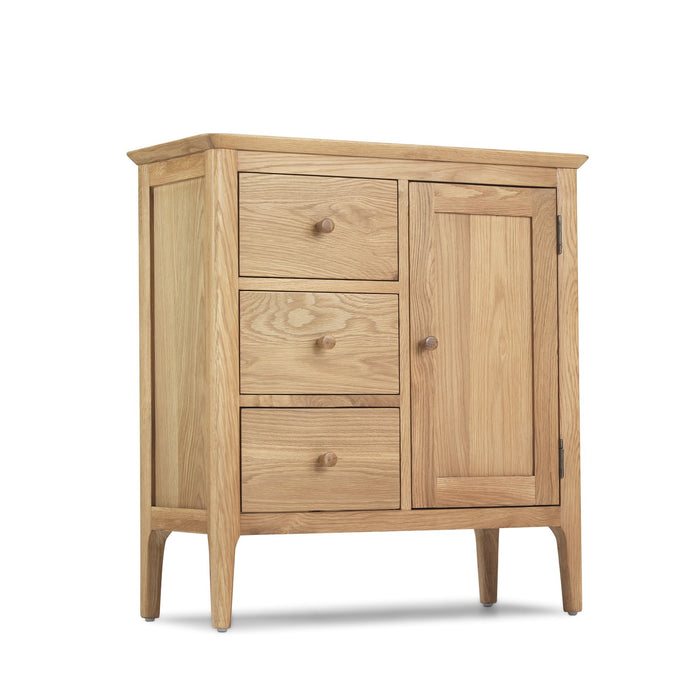 Berkley Nordic Oak 1 Door 3 Drawer Hall Cabinet - The Furniture Mega Store 