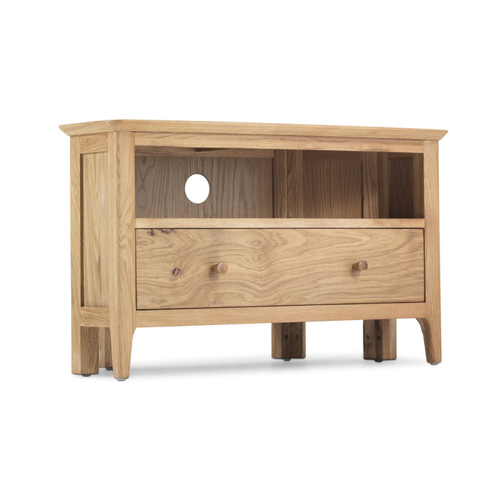 Berkley Nordic Oak Corner 1 Drawer TV Unit - The Furniture Mega Store 
