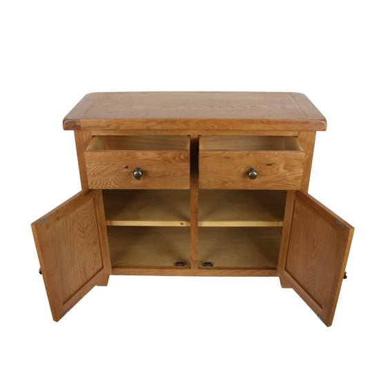 Torino Country Solid Oak Small 2 Door 2 Drawer Sideboard - The Furniture Mega Store 