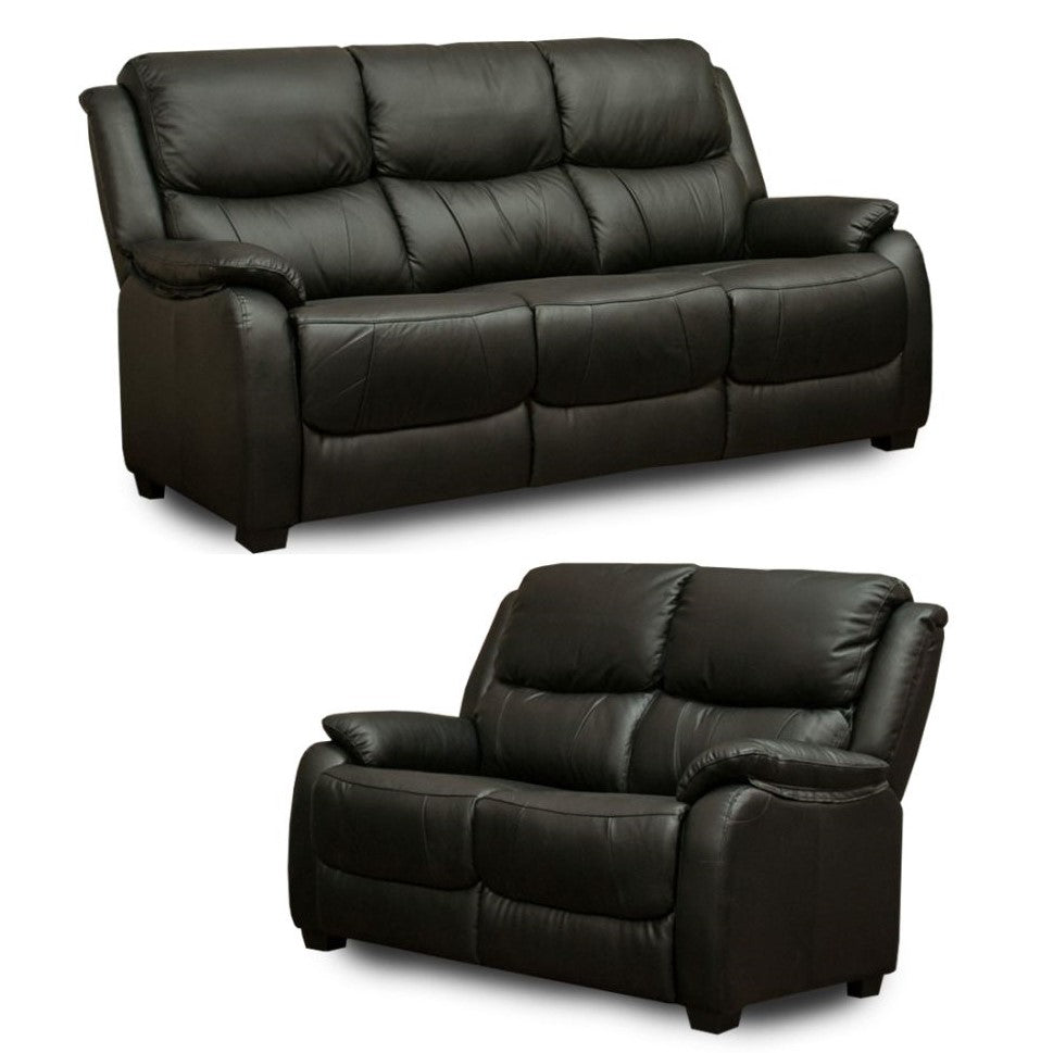 Emblem Real Leather 3+2 Seater Sofa Set - Choice Of Colours - The Furniture Mega Store 