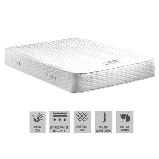 Soft Flex Memory Divan Bed Set - Base + Headboard + Mattress - Choice Of Fabric & Sizes - The Furniture Mega Store 