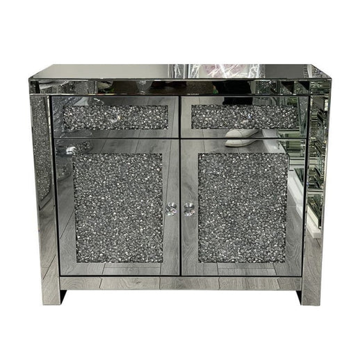 Crushed Diamond Mirrored 2 Door Medium Sideboard - The Furniture Mega Store 