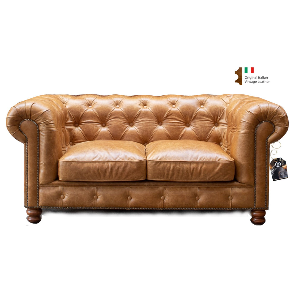 Historian Vintage Leather Buttoned Chesterfield Sofa Collection - The Furniture Mega Store 