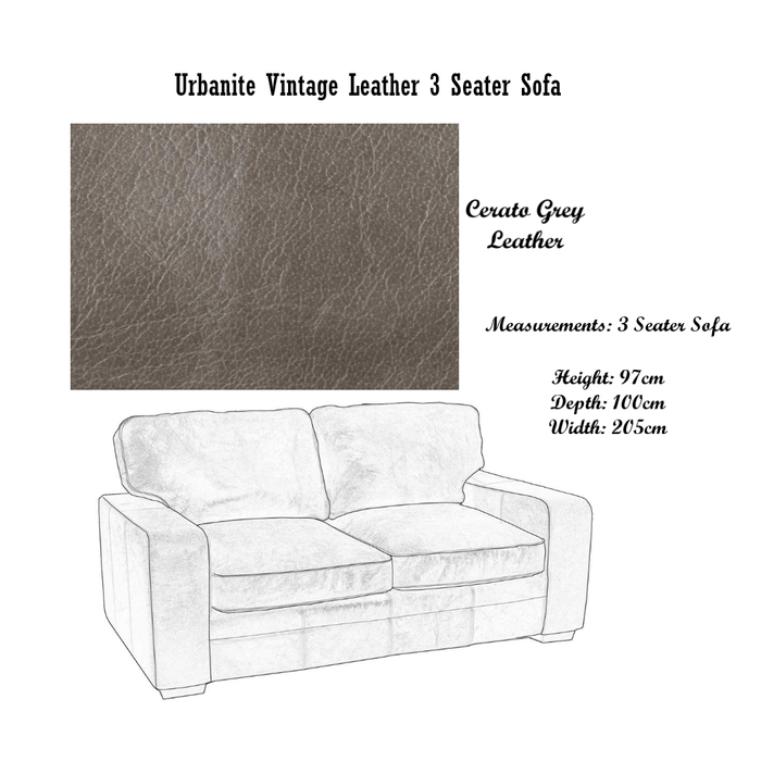 Urbanite Vintage Leather Sofa & Chair Collection - Choice Of Leathers & Feet - The Furniture Mega Store 