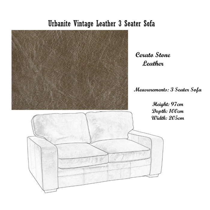 Urbanite Vintage Leather Sofa & Chair Collection - Choice Of Leathers & Feet - The Furniture Mega Store 