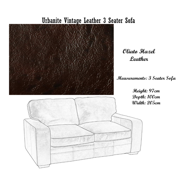 Urbanite Vintage Leather Sofa & Chair Collection - Choice Of Leathers & Feet - The Furniture Mega Store 