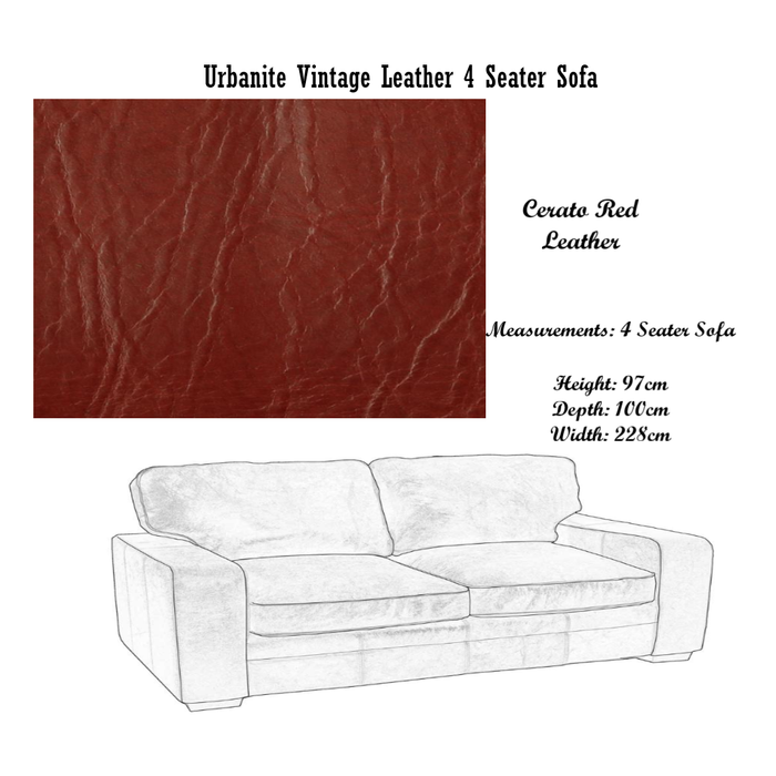 Urbanite Vintage Leather Sofa & Chair Collection - Choice Of Leathers & Feet - The Furniture Mega Store 