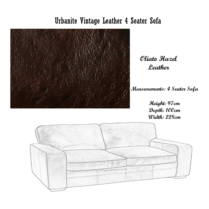 Urbanite Vintage Leather Sofa & Chair Collection - Choice Of Leathers & Feet - The Furniture Mega Store 