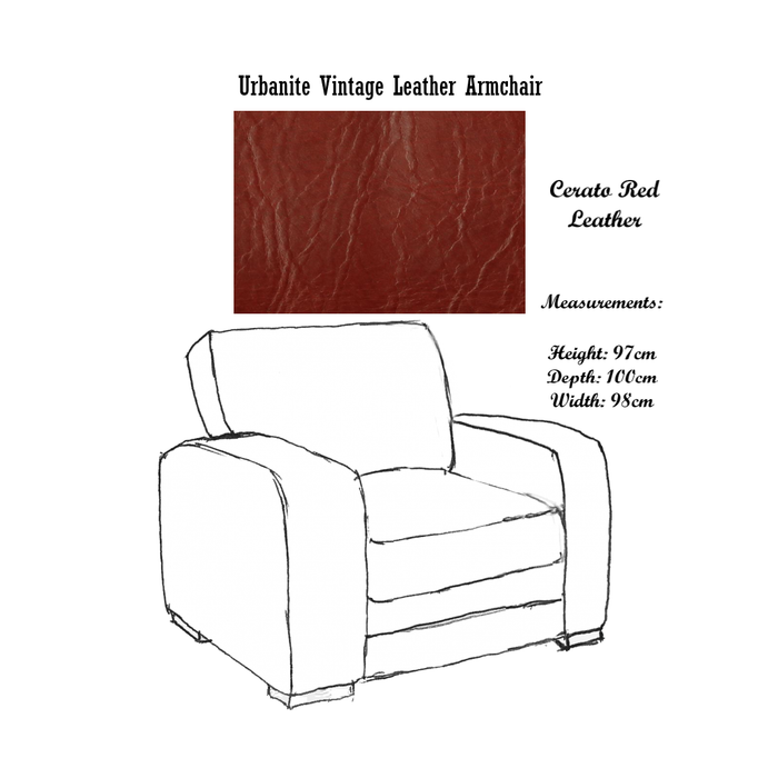 Urbanite Vintage Leather Armchair - Choice Of Leathers & Feet - The Furniture Mega Store 