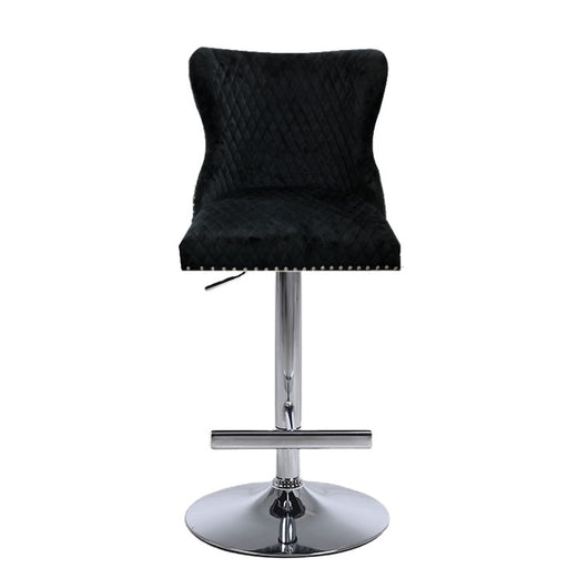 Valentino Black Velvet Deep Tufted Lion Head Bar Stool - The Furniture Mega Store 