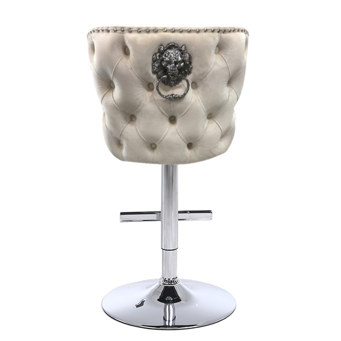Valentino Mink Velvet Deep Tufted Lion Head Bar Stool - The Furniture Mega Store 