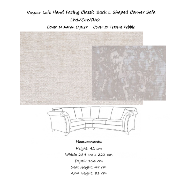 Vesper Classic Back Corner Sofa - Choice Of Fabrics & Feet - The Furniture Mega Store 