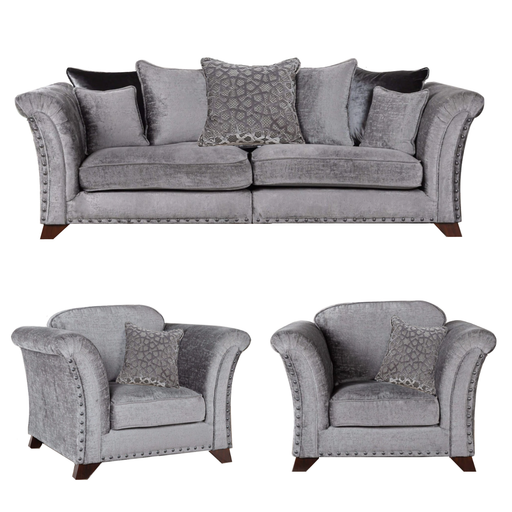Vesper 3 Seater Sofa & 2 Armchairs Set - Choice Of Fabrics - The Furniture Mega Store 