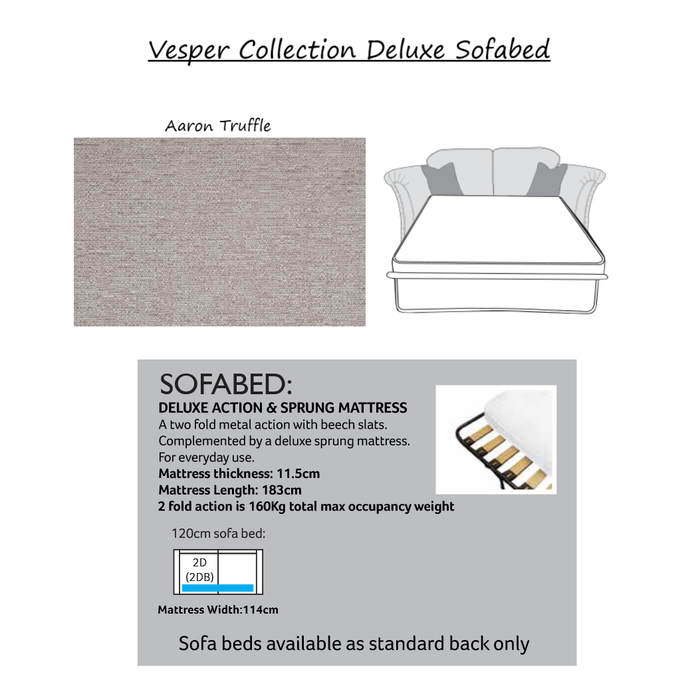 Vesper Fabric Deluxe Sofa Bed - Choice of Fabrics & Feet - The Furniture Mega Store 