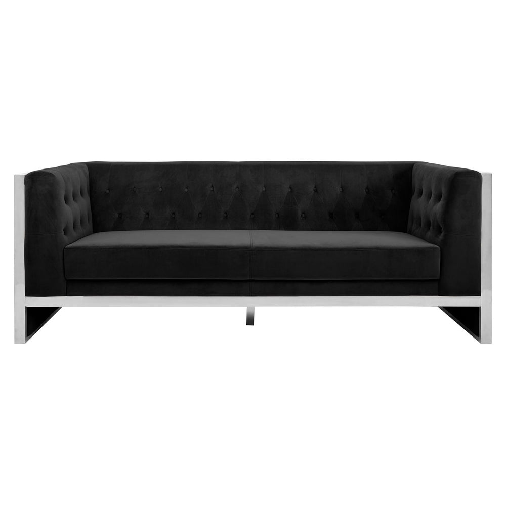 Vogue 3 Seater Black Velvet Sofa - The Furniture Mega Store 