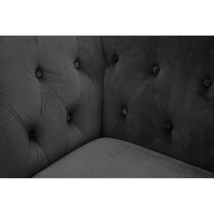 Vogue 3 Seater Black Velvet Sofa - The Furniture Mega Store 