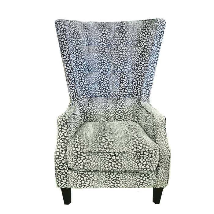 Valencia Spot Silver Fabric Throne Winged Accent Chair - Choice Of Legs - The Furniture Mega Store 