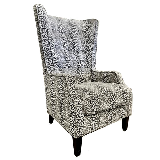 Valencia Spot Silver Fabric Throne Winged Accent Chair - Choice Of Legs - The Furniture Mega Store 
