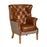 Winchester Chesterfield Wing Chair - Harris Tweed & Vintage Leather - The Furniture Mega Store 