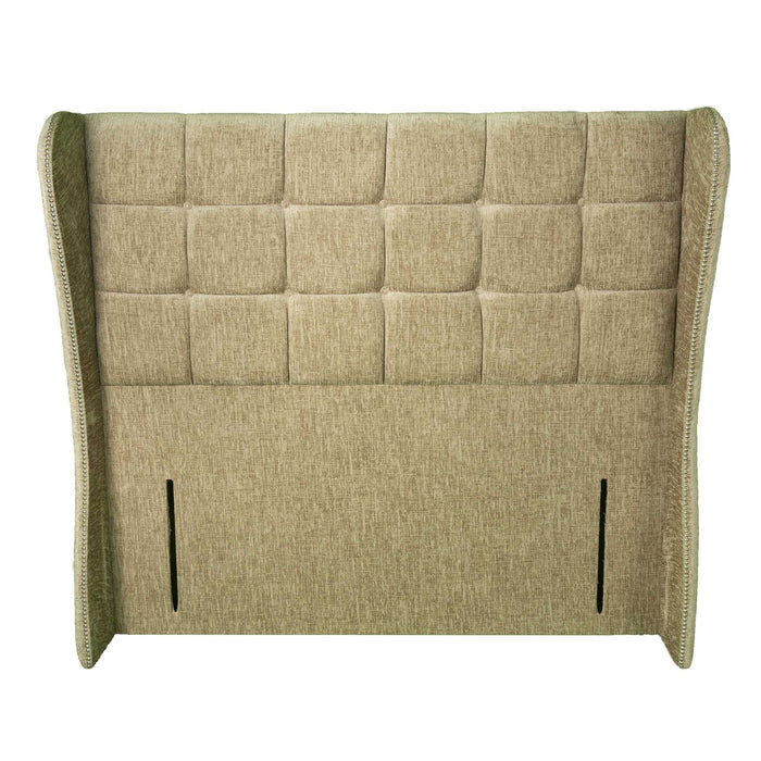 Winged Buttoned Floor Standing Full Headboard - Choice Of Fabrics & Sizes - The Furniture Mega Store 