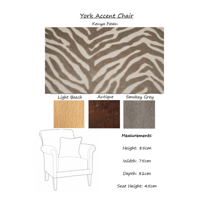 York Accent Chair - Choice Of Fabrics & Feet - The Furniture Mega Store 